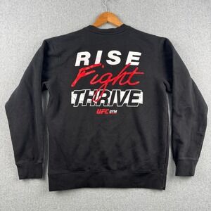 UFC Gym Sweatshirt Mens Small Black Crewneck Rise Fight Thrive Graphic Pullover